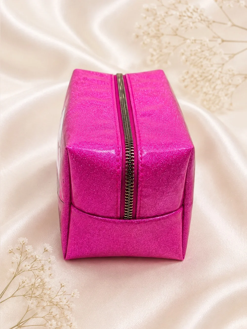 Colorful Pink Glitter Pride Zipper Carry Case Organizer Travel Cosmetic Pouch